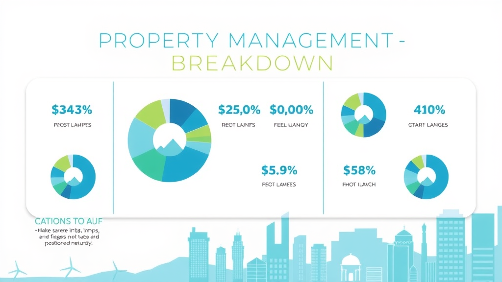 management fee breakdown infographic - property management fee pie chart and icons