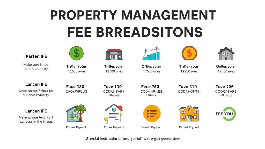 infographic explaining property management fee breakdowns for property owners, percentage of rent, flat fees, leasing and renewal fees