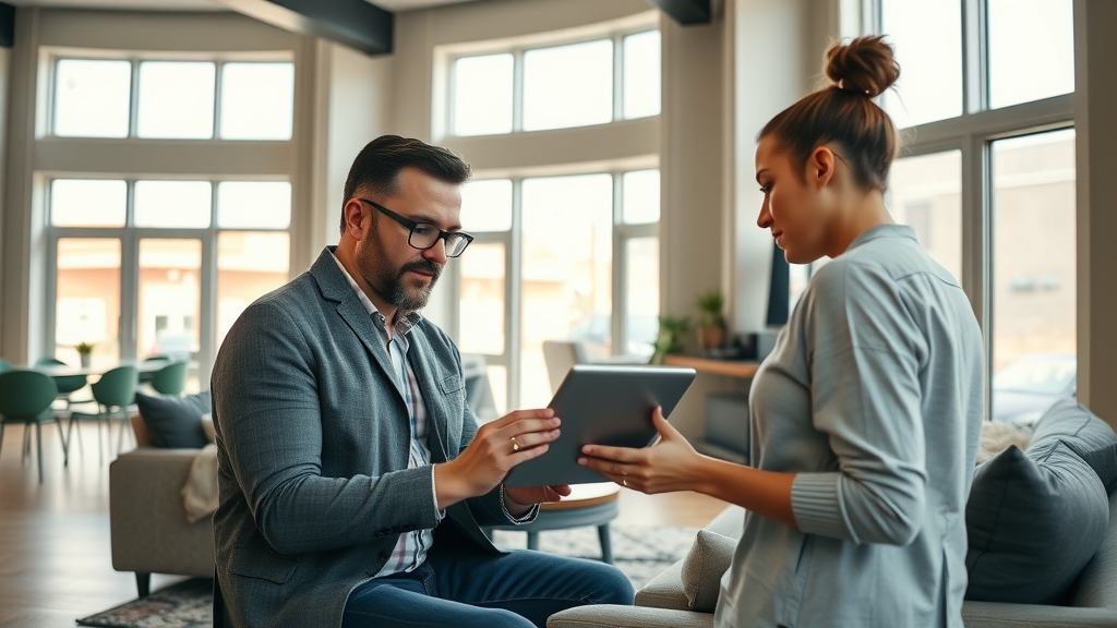 property manager reviewing tenant applications upscale rental Williston ND