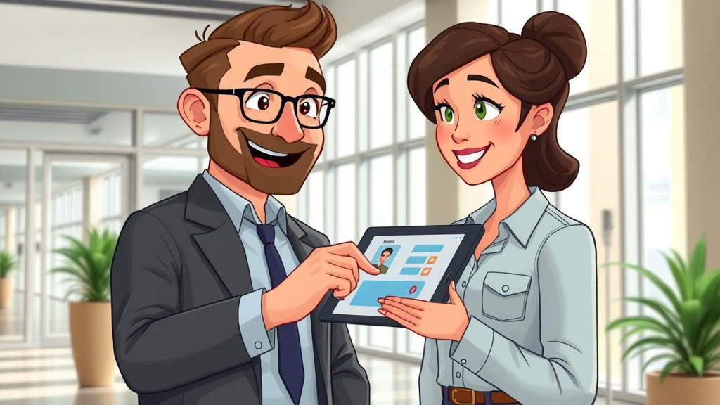 Property manager assisting tenant with maintenance request in modern Williston apartment lobby - property management services