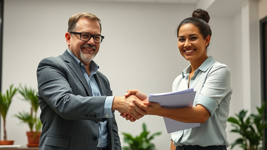 Landlord shaking hands with property manager, agreement closing, showing trust after negotiating property management fees for how much do property management companies charge to manage a rental