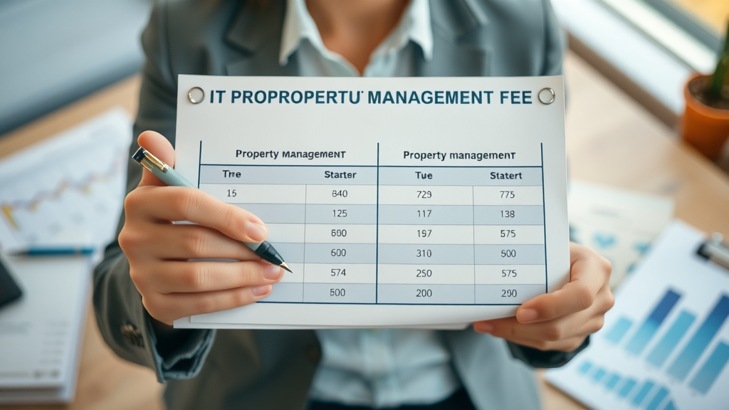 Infographic comparing property management fee structures and services in Williston