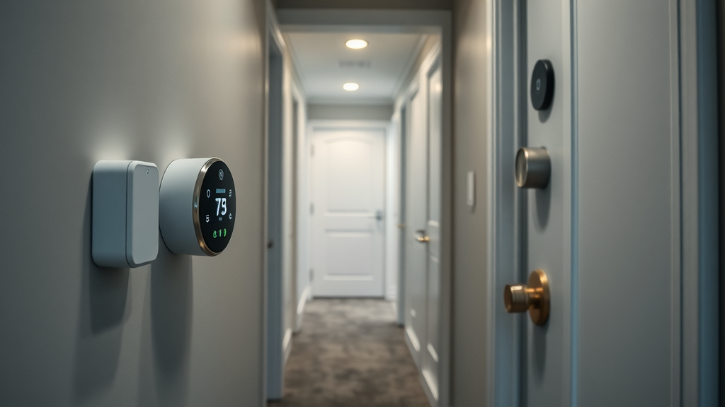 Modern smart home technology in a rental property, demonstrating smart home advantages in property management for house rentals