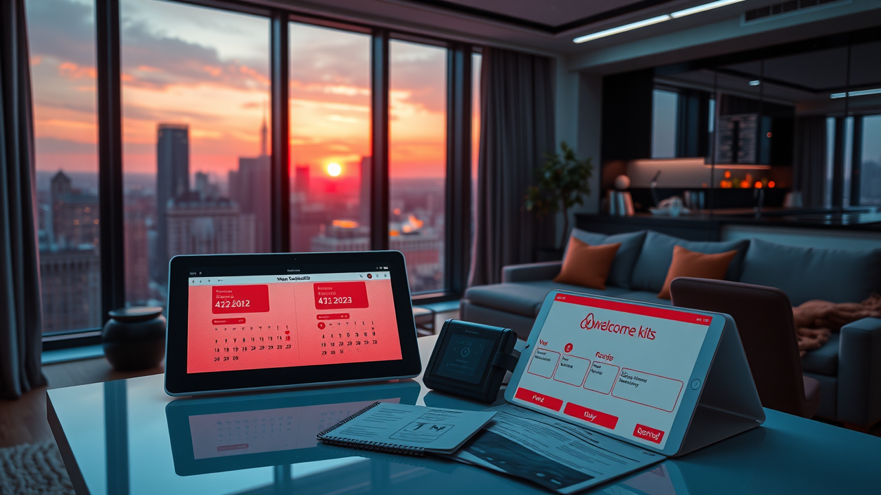 airbnb vacation rental property management digital dashboard and branded welcome kit